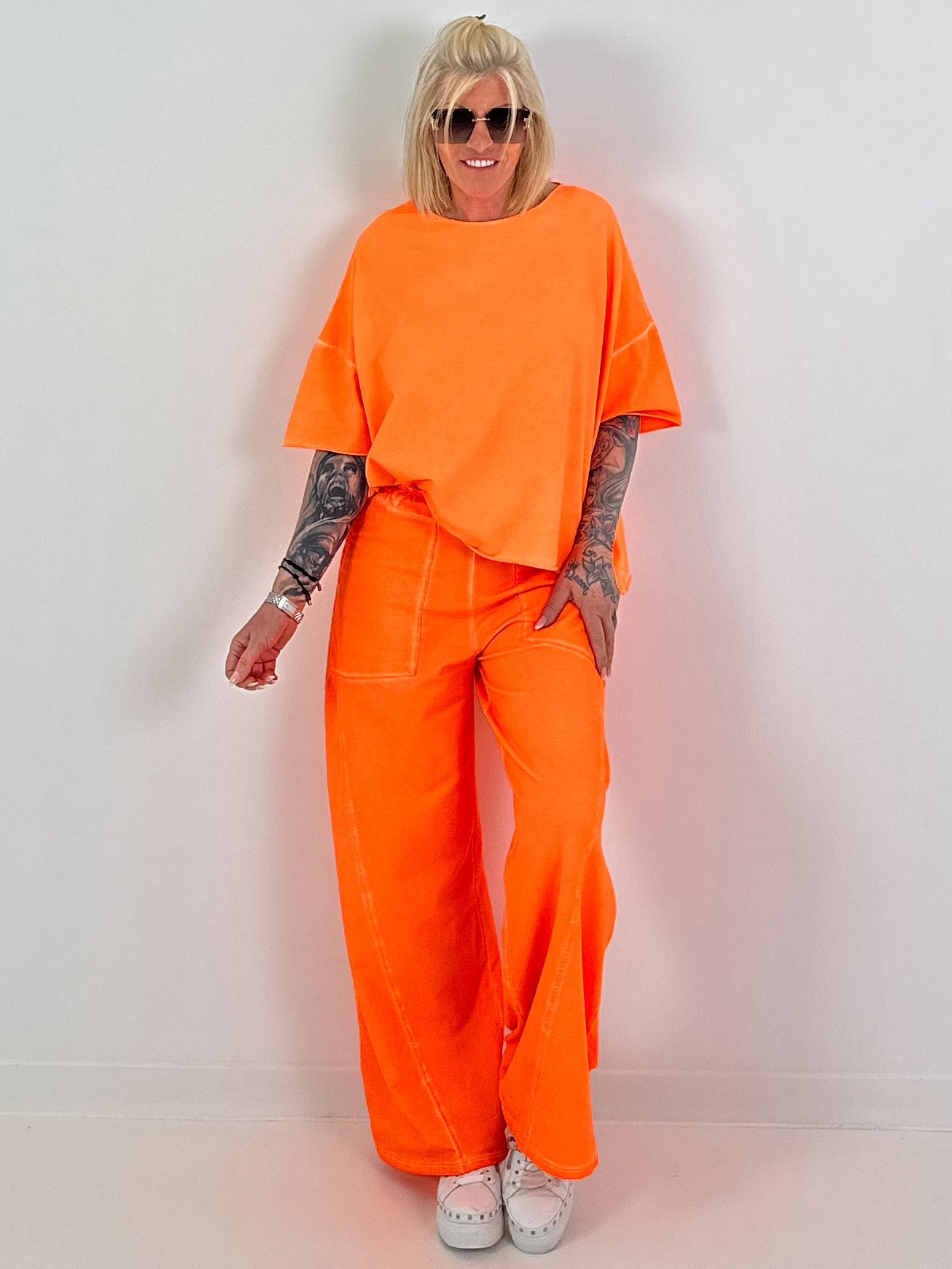 Short-sleeve sweater - neon orange
