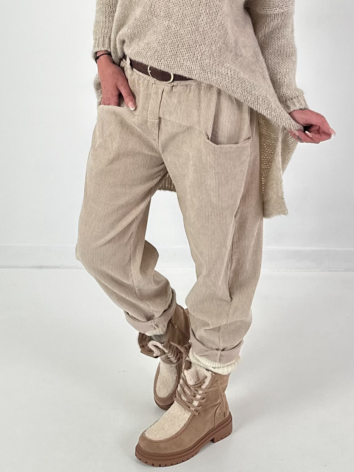 Corduroy trousers model “Casual Comfort” - beige