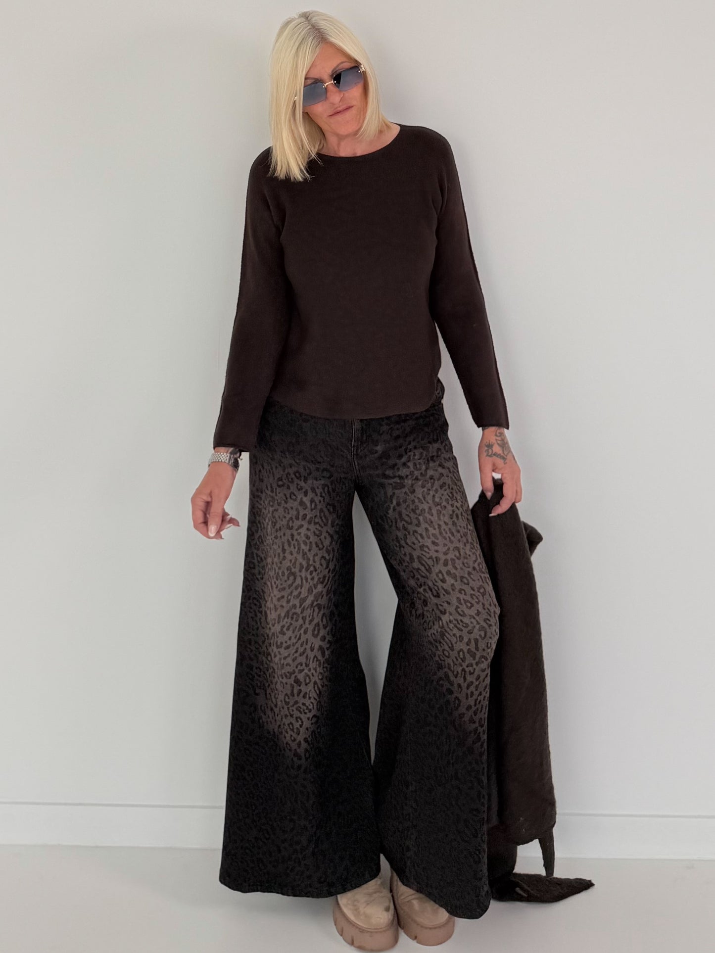 Weicher Basic Pullover - mokka