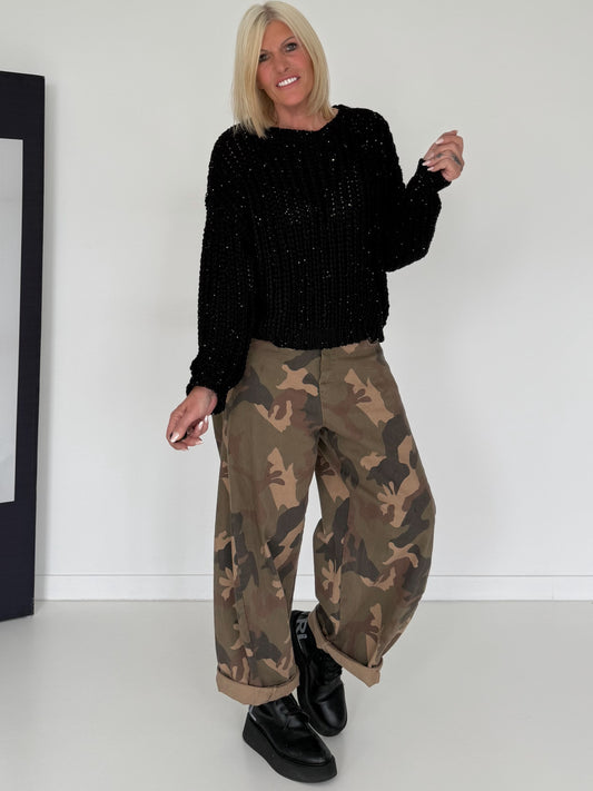 Pullover mit Pailletten - schwarz