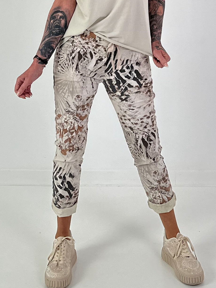 Hose mit All-Over Muster - taupe-mehrfarbig