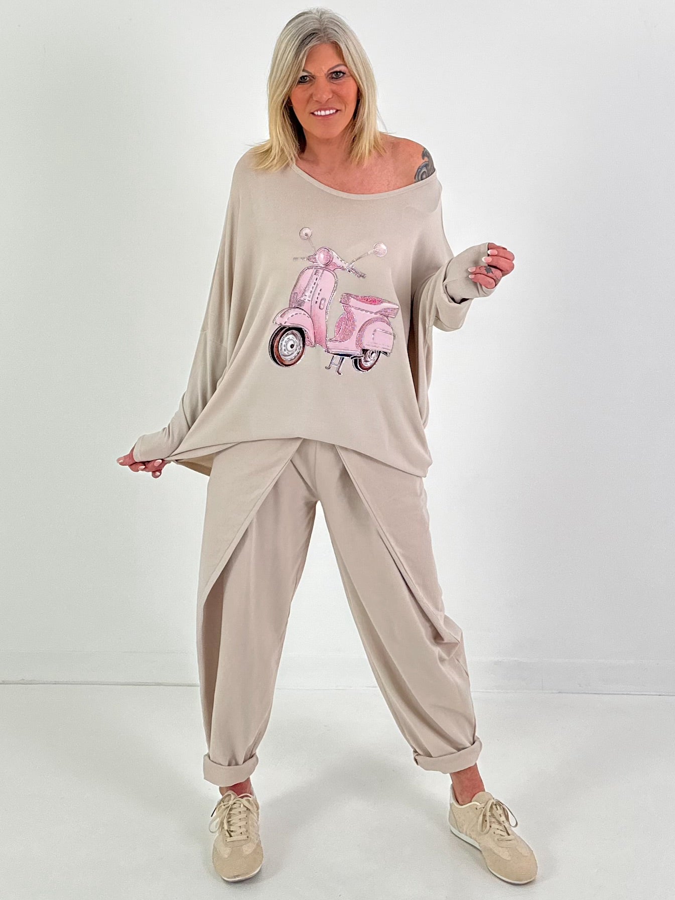 Oversized Pullover Vespa - beige