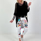Trousers with print mix and comic motifs - white-grey-multicoloured