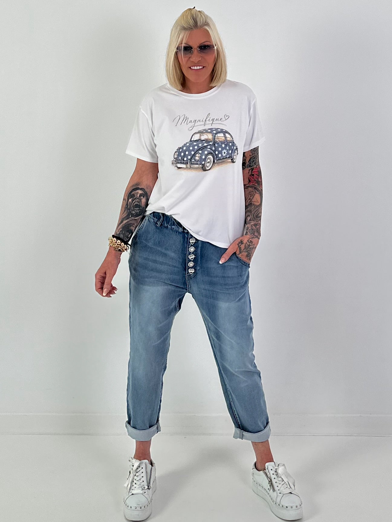 T-Shirt Magnifique - weiss-blau