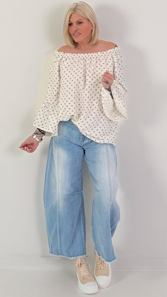 Tuniek met hartjes - wit-beige