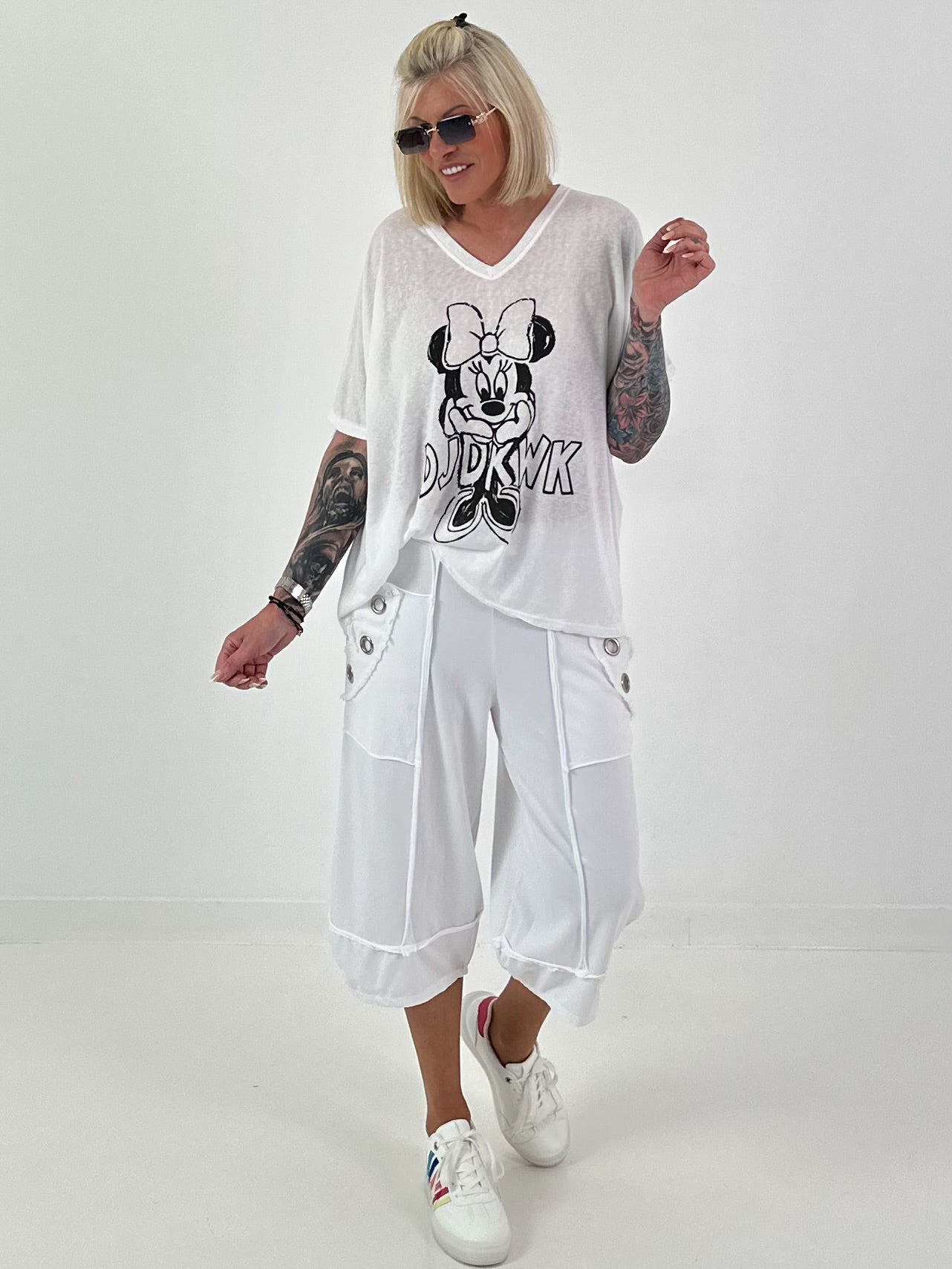 Fine Knit T-Shirt Mouse - white
