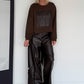Sweater mit Lederoptik-Elementen - mokka