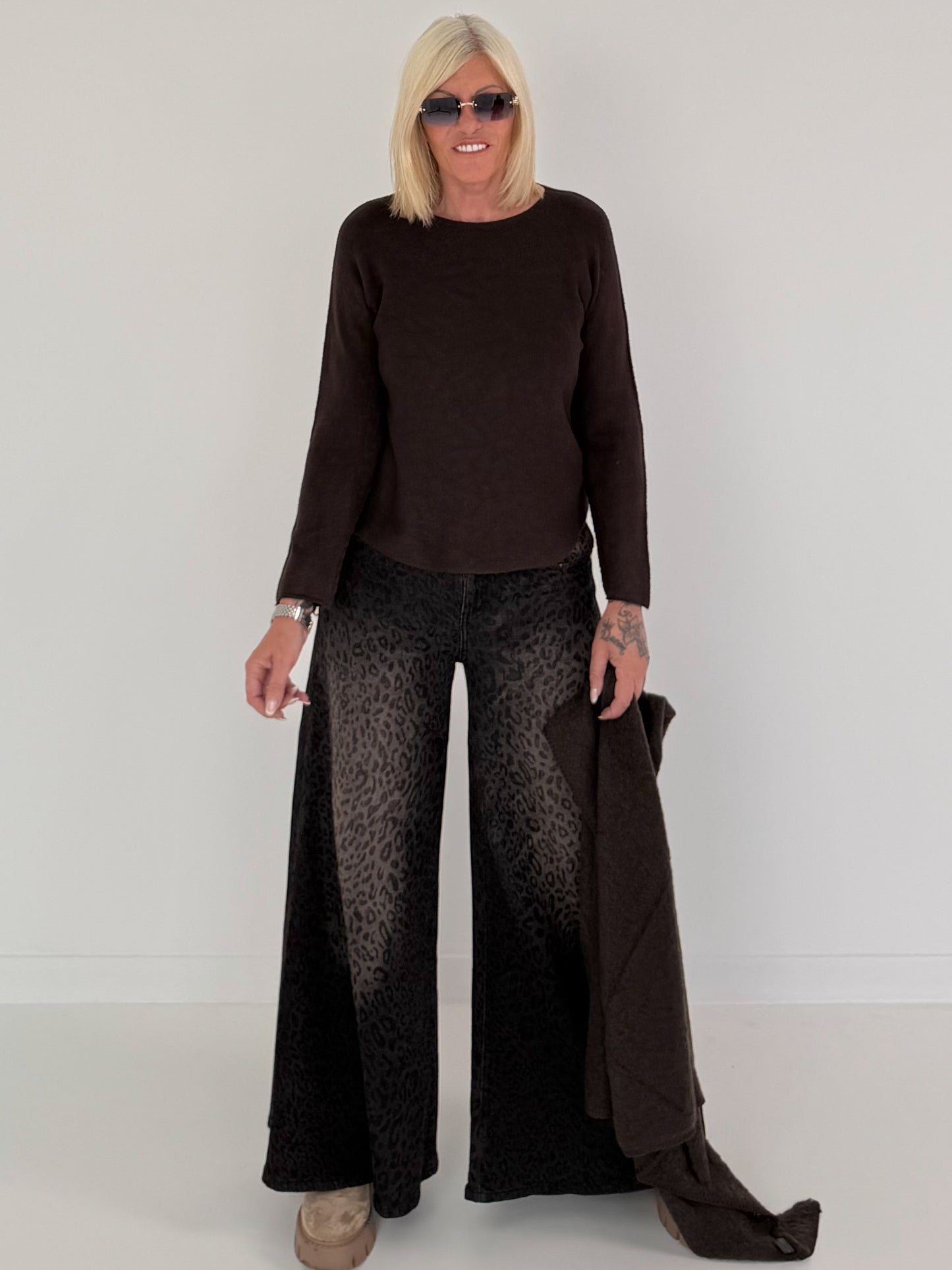 Weicher Basic Pullover - mokka