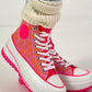 High sneaker model "Cat Boost" - leo-neon pink