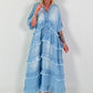 Jeans dress with ruffles - light blue
