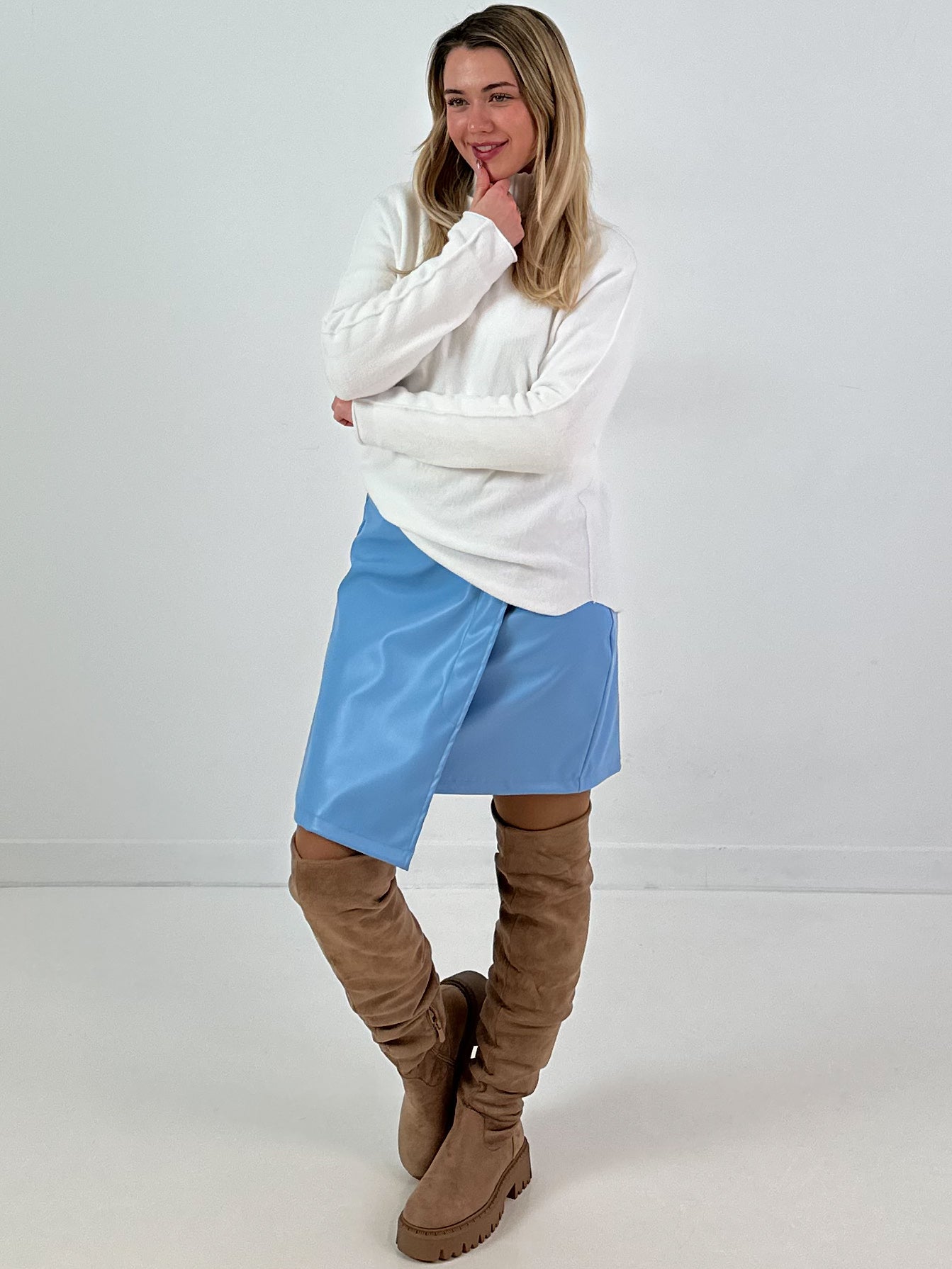 Leather-look skirt, model "Fearless Faux" - blue