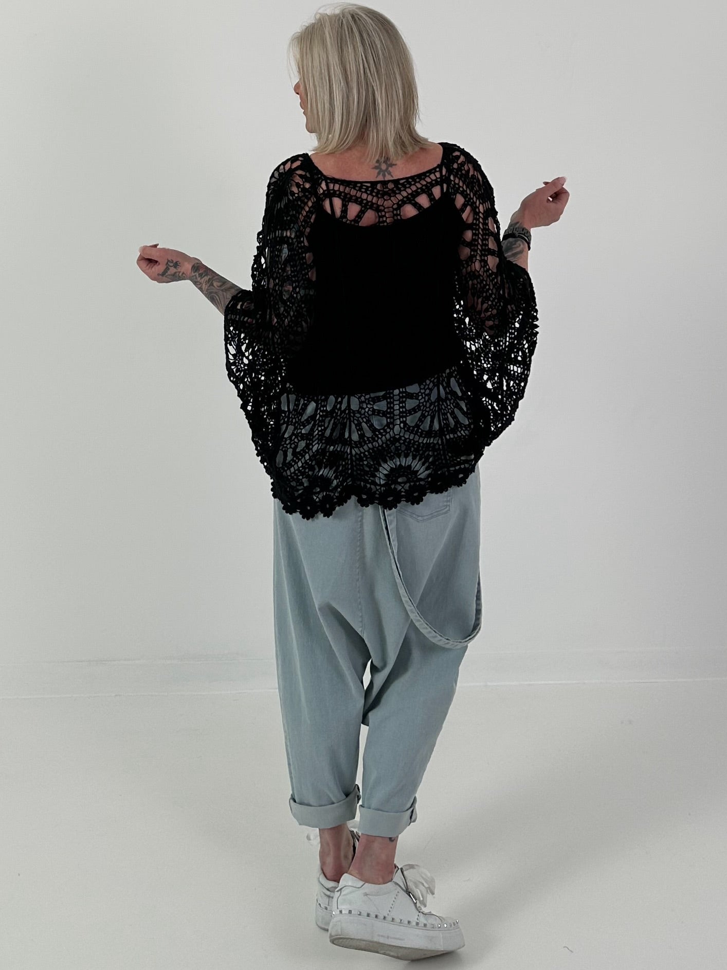 Häkelshirt mit Top - schwarz