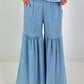 Jeans with wide flounce - light blue