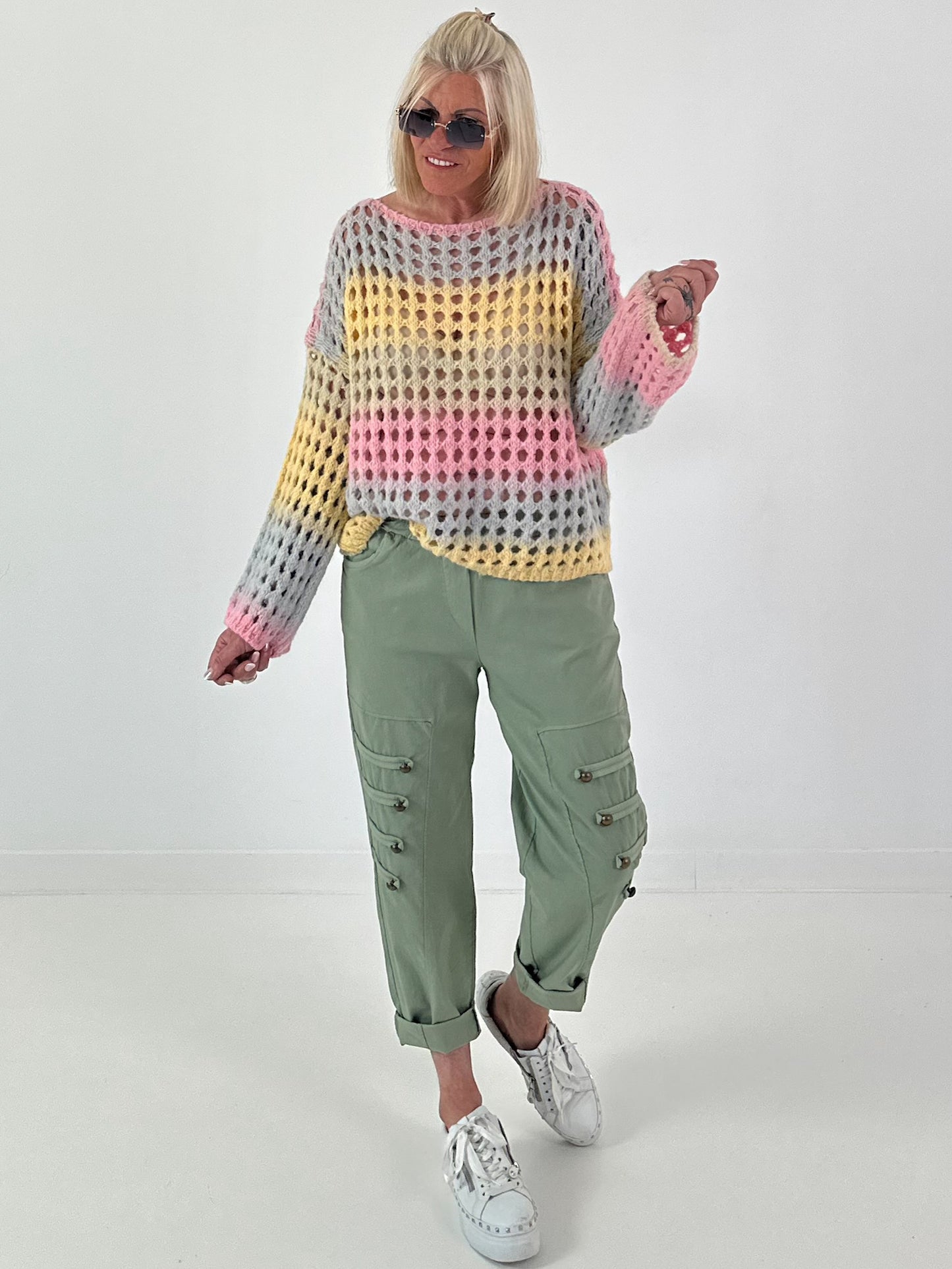 Grobstrickpullover mit Farbverlauf  - mehrfarbig
