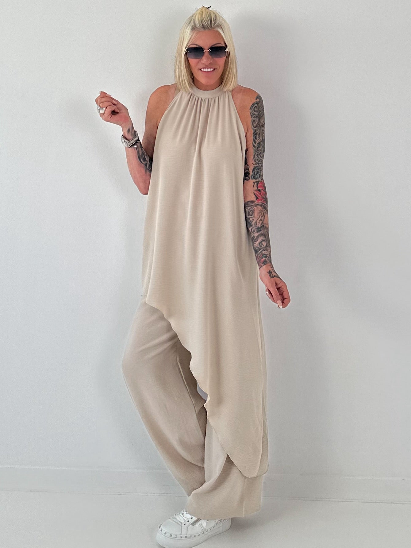 Leichter Zweiteiler asymmetrisch - beige