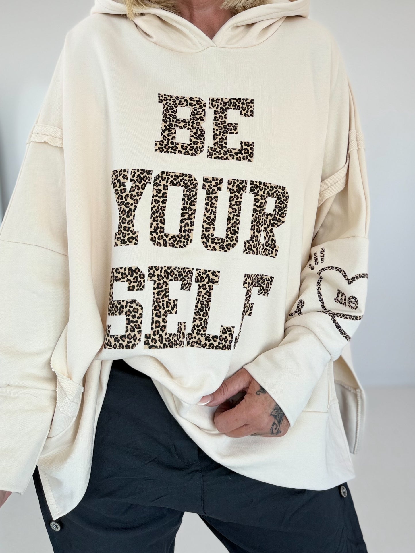 Oversized Hoodie Be Yourself - creme
