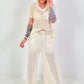 Crochet Top with Lurex - beige