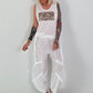 Fine Knit Top with Leopard Patch - white