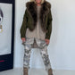 Jacke mit kuscheligem Fellkragen - oliv
