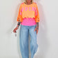 Cropped Sweater Happiness - neon orange