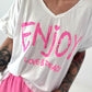 T-Shirt Smile - neon pink