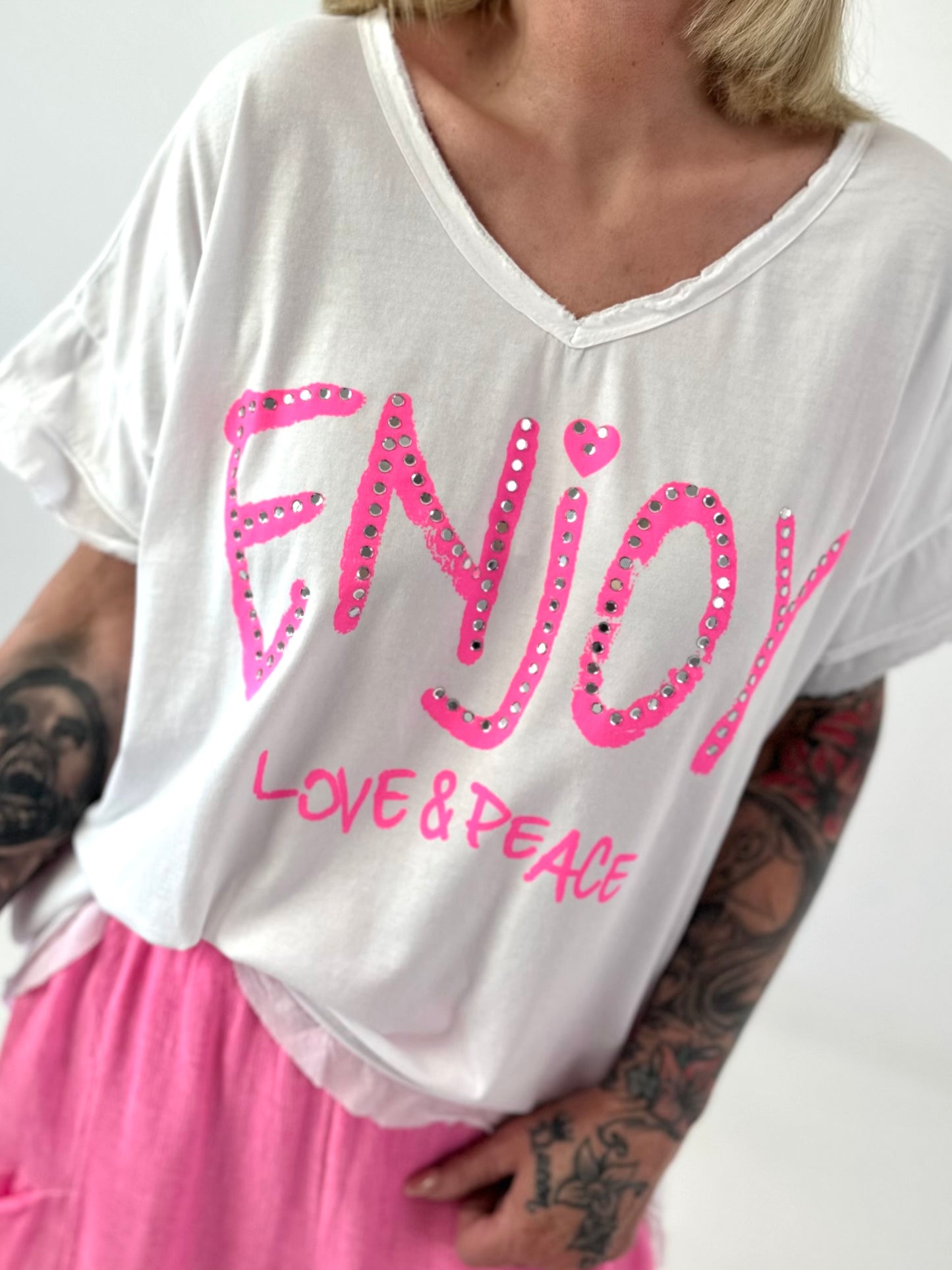 T-Shirt Smile - neon pink