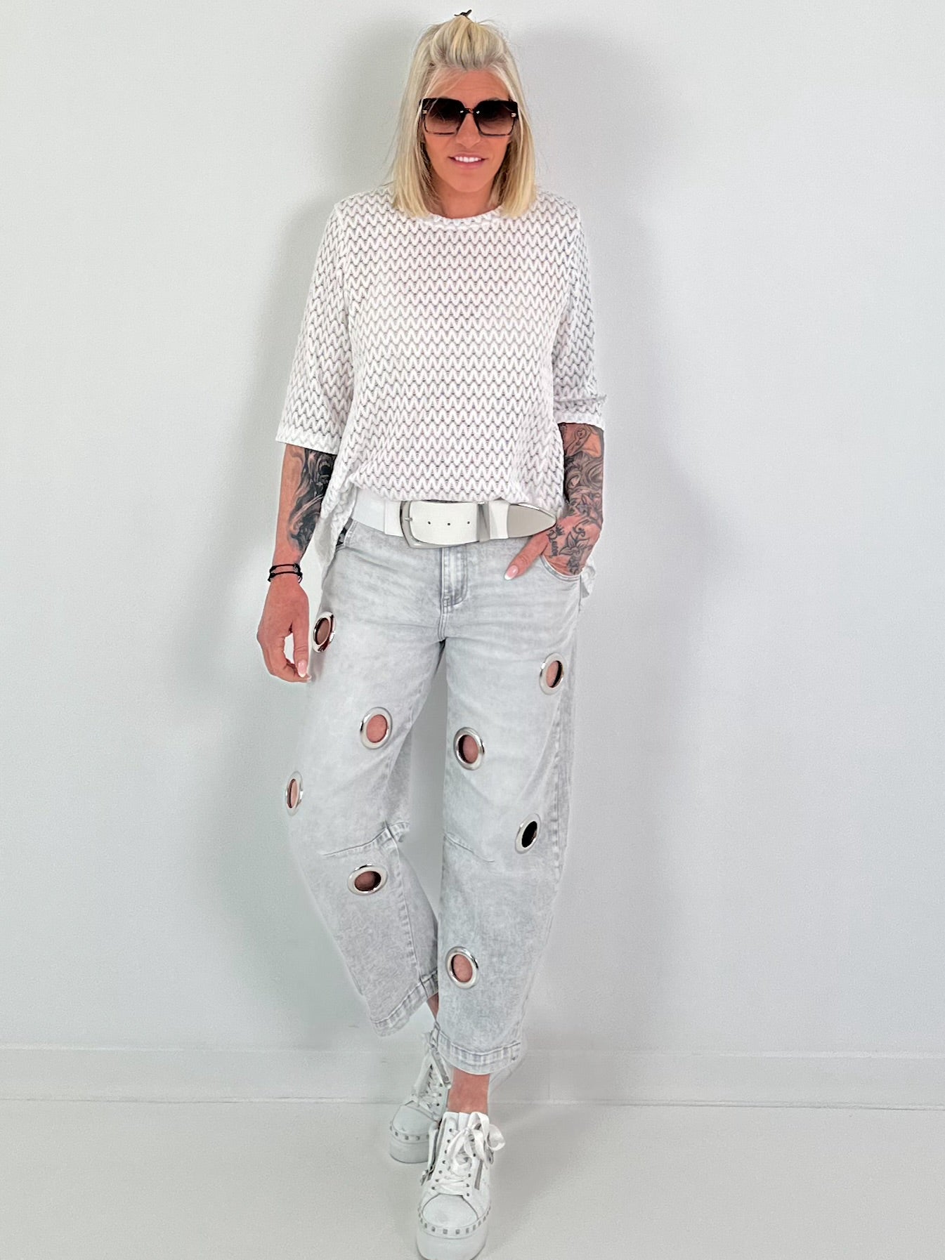 T-shirt with half sleeves - white