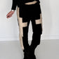 Sweathose im Materialmix - schwarz-beige