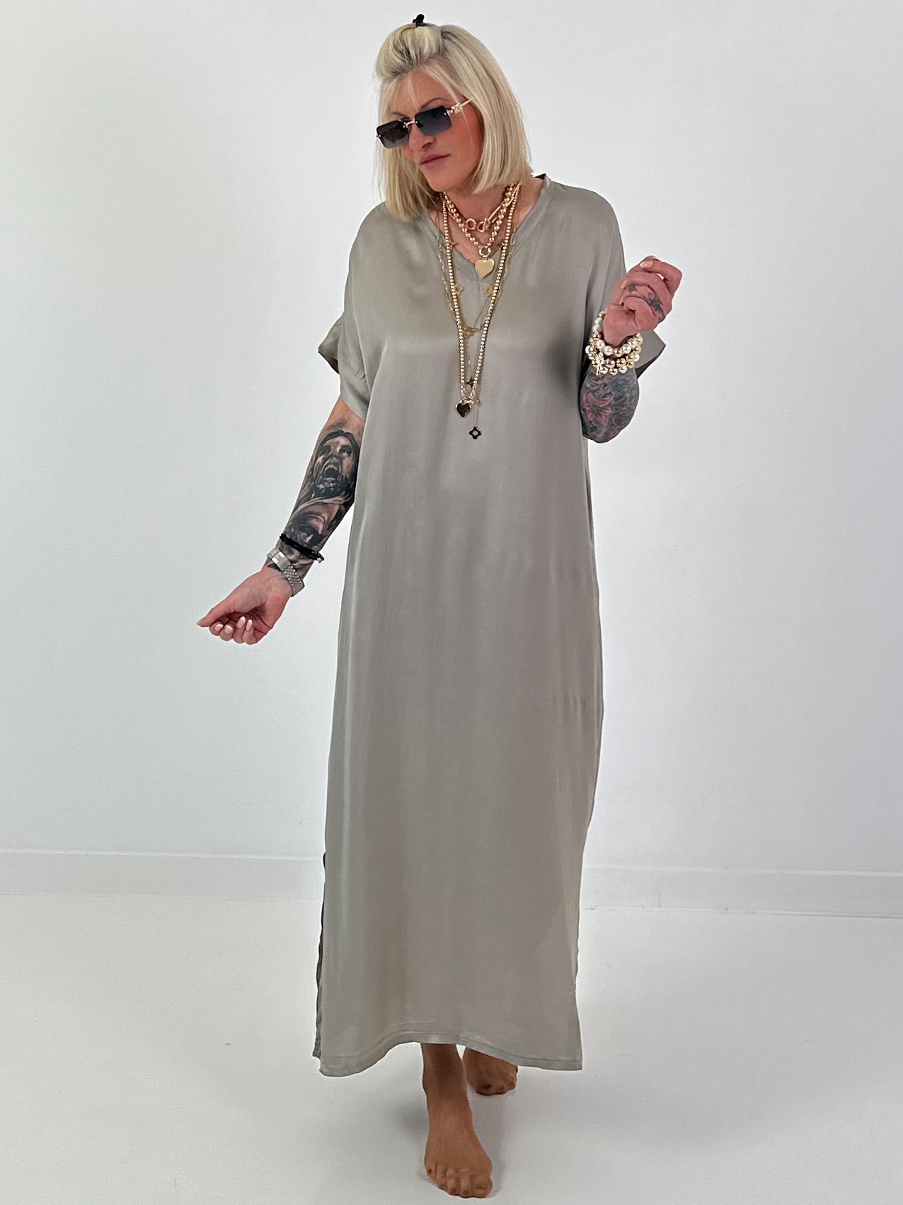 Long silk dress - taupe