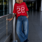 Sweater mit Vintage-Print - rot