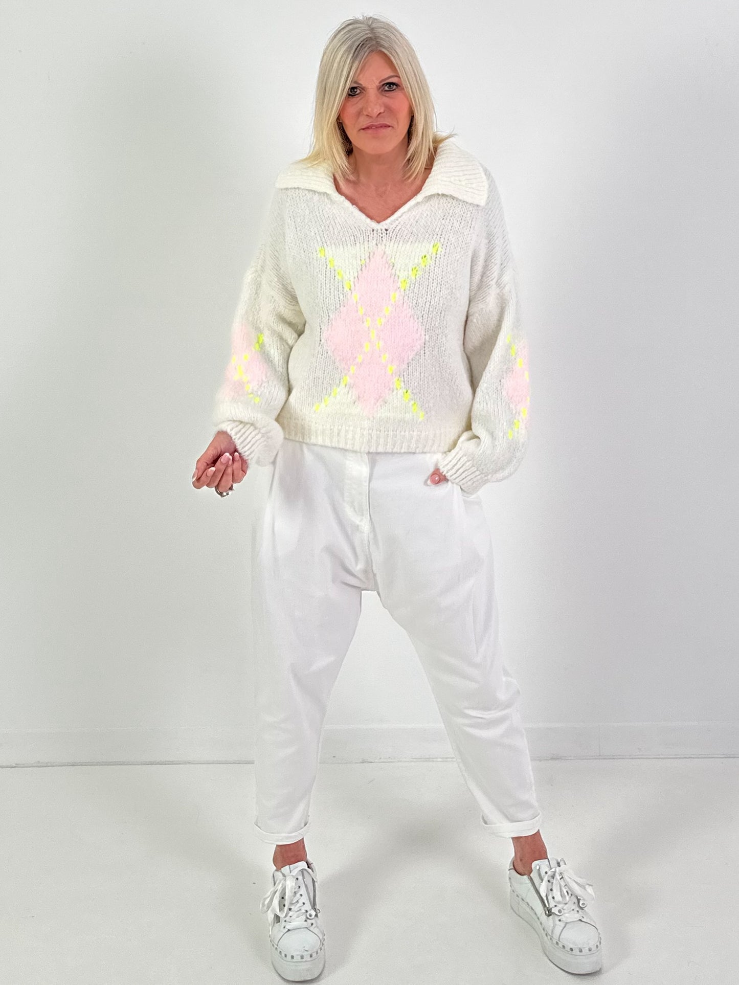 Pullover Modell "Cozy Diamond Knit" - ecru