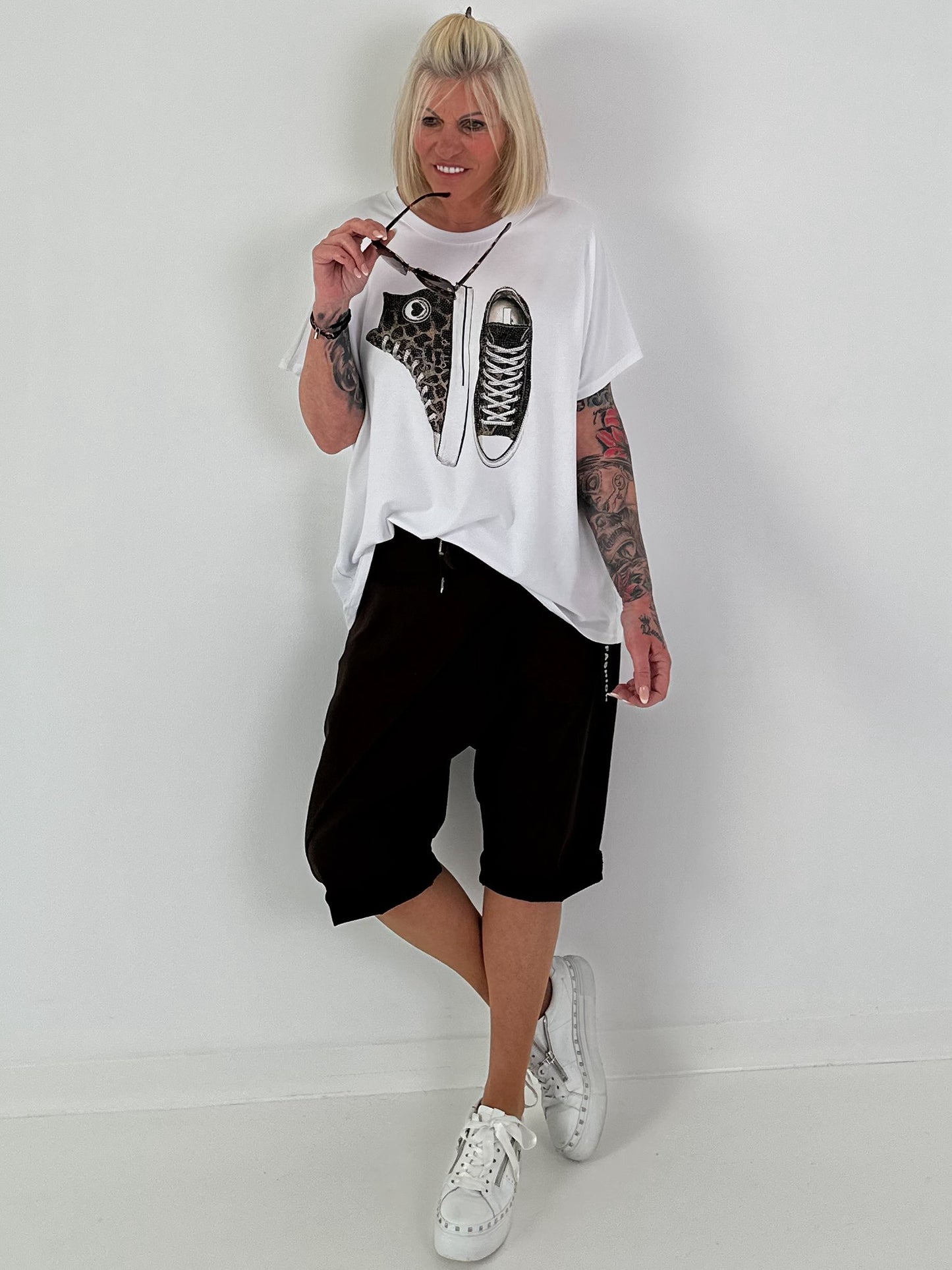 T-Shirt Chucks - weiss-dunkelbraun