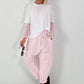 Baggy pants with decorative scarf - pink