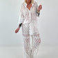 Ibiza Bluse mit aufwendigen Details - weiss