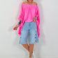 Tunic with side ruffles - neon pink