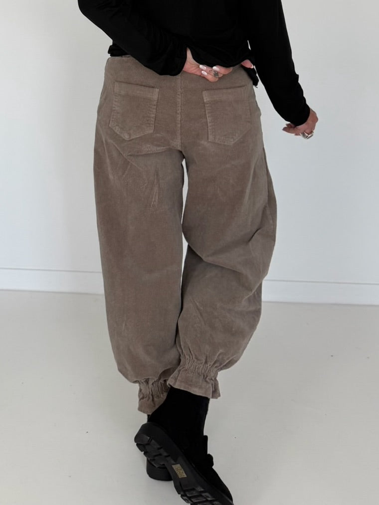 Cord-Pumphose mit Gürtel - taupe