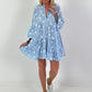 Tunic/dress with floral pattern - light blue