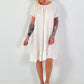 Kleid mit kurzen Ärmeln und Volant - beige