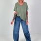 Ripp Shirt mit Fransendetails - khaki