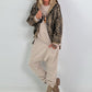 2 in 1 Jacke mit Leo-Print - camel