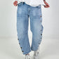 Jeans mit Ösen - denim