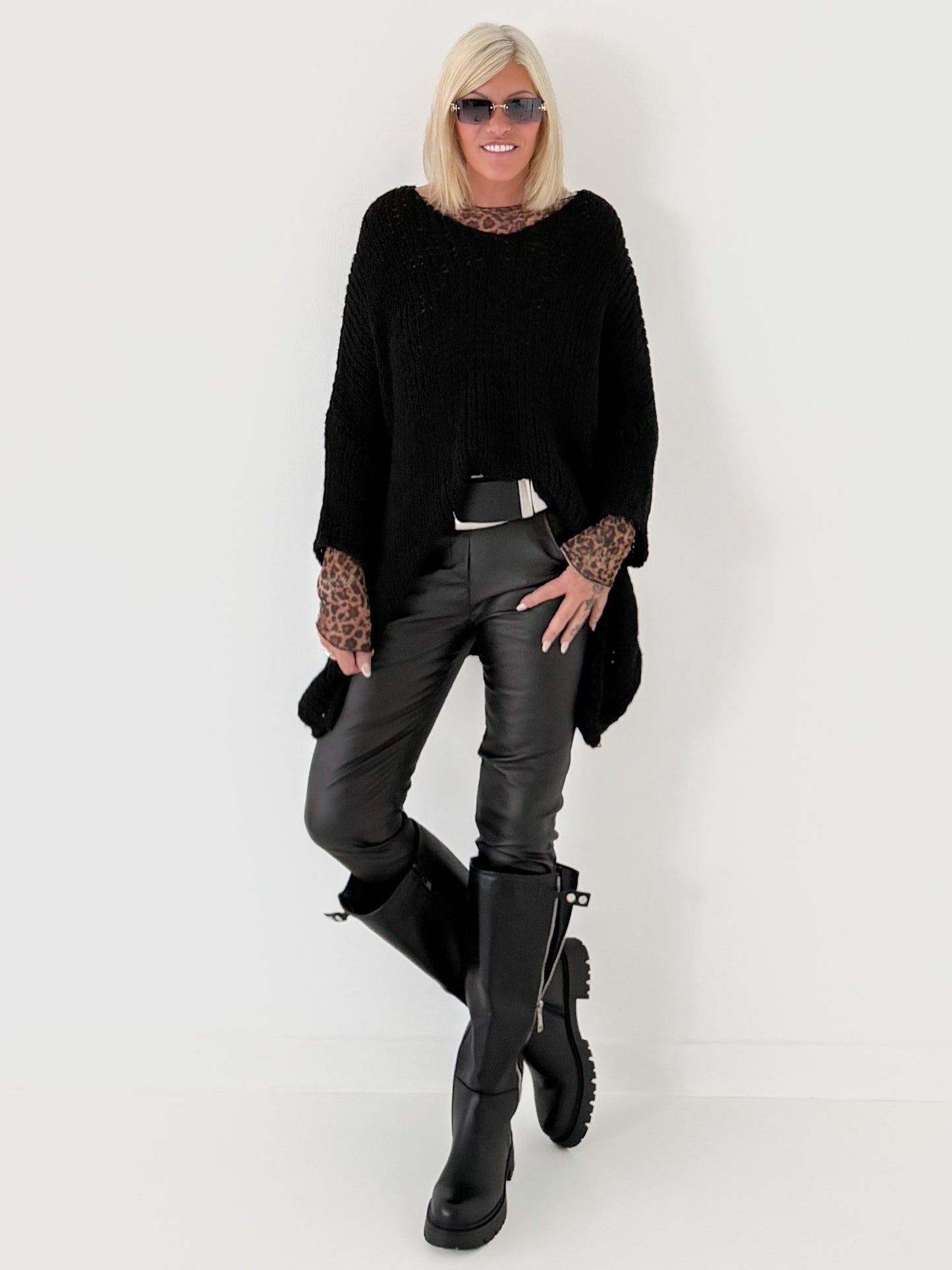 Soft Oversized Chunky Knit Jumper - black