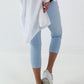 Capri Hose mit Bindeband - hellblau