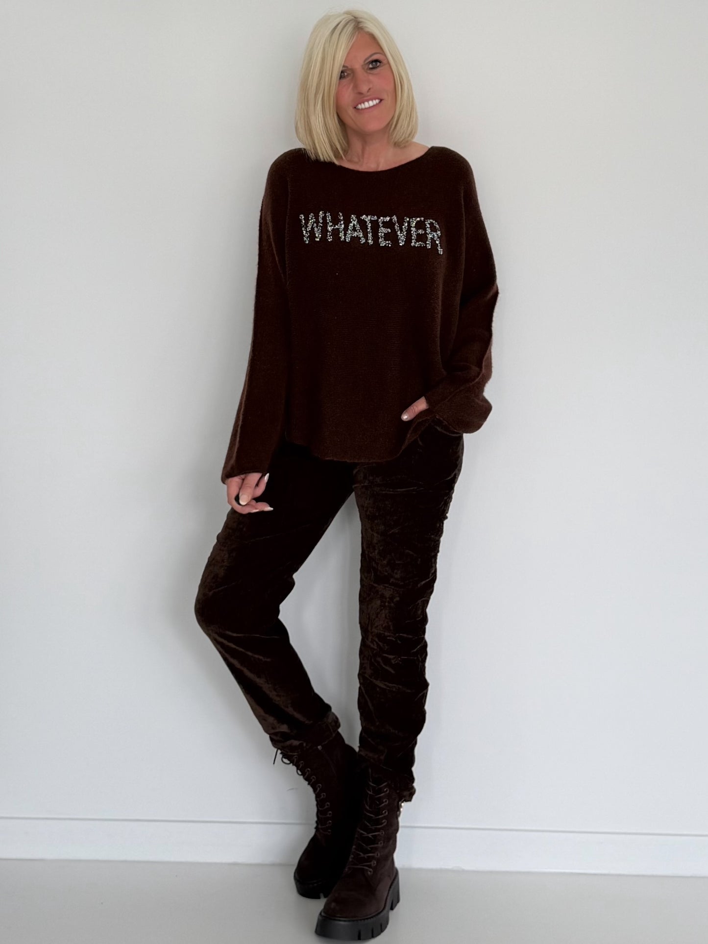 Zachte trui Whatever - mokka