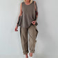 Grobes Leinen/Baumwoll Top - taupe