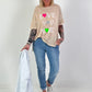 Fine Knit T-Shirt Love - beige