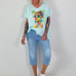 Oversized T-shirt with front print - mint