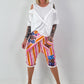 Short baggy shorts with overlap - beige
