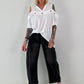 Hoodie Shirt mit Cut Out Shoulder - weiss
