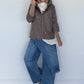 Jacke mit Strickarm und Kapuze - taupe